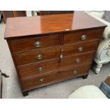 19TH CENTURY MAHOGANY CHEST OF 2 SHORT OVER 3 LONG DRAWERS ON BRACKET SUPPORTS.