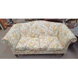 OVERSTUFFED SETTEE WITH SCROLL ARMS & TURNED SUPPORTS 163 CM WIDE Condition Report: