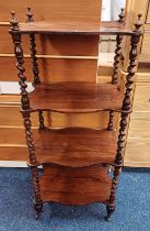 19TH CENTURY ROSEWOOD WHAT-NOT WITH BARLEY TWIST SUPPORTS,