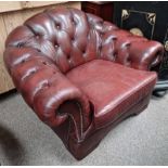 OX BLOOD RED BUTTONED LEATHER ARMCHAIR