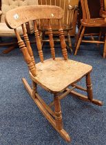 CHILD'S ELM SPINDLE BACK ROCKING CHAIR