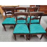 SET OF 5 19TH CENTURY MAHOGANY DINING CHAIRS ON REEDED SUPPORTS