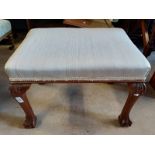 MAHOGANY RECTANGULAR STOOL ON BALL & CLAW SUPPORTS Condition Report: