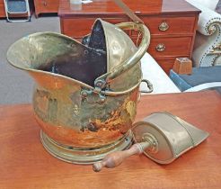 BRASS HELMET COAL SCUTTLE