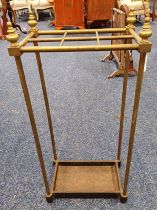 BRASS STICK STAND WITH CAST METAL BASE,