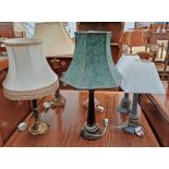 GOOD SELECTION OF TABLE LAMPS TO INCLUDE GILDED METAL & MAHGOANY LAMP,