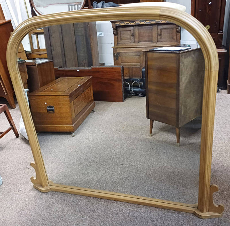 PINE FRAMED OVERMANTLE MIRROR,