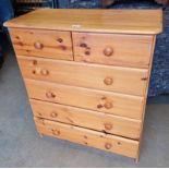 PINE CHEST OF 2 SHORT OVER 4 LONG DRAWERS.