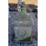 RECONSTITUTED STONE GARDEN PLINTH ON SQUARE BASE.