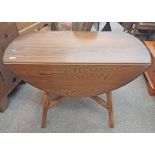 ERCOL ELM DROP LEAF KITCHEN TABLE - 113 CM LONG Condition Report: The lot has use