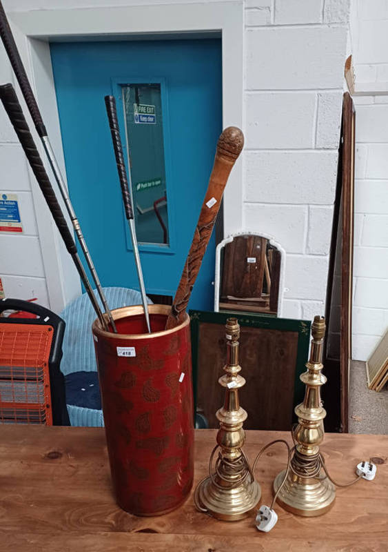 PAIR OF BRASS TABLE LAMPS,