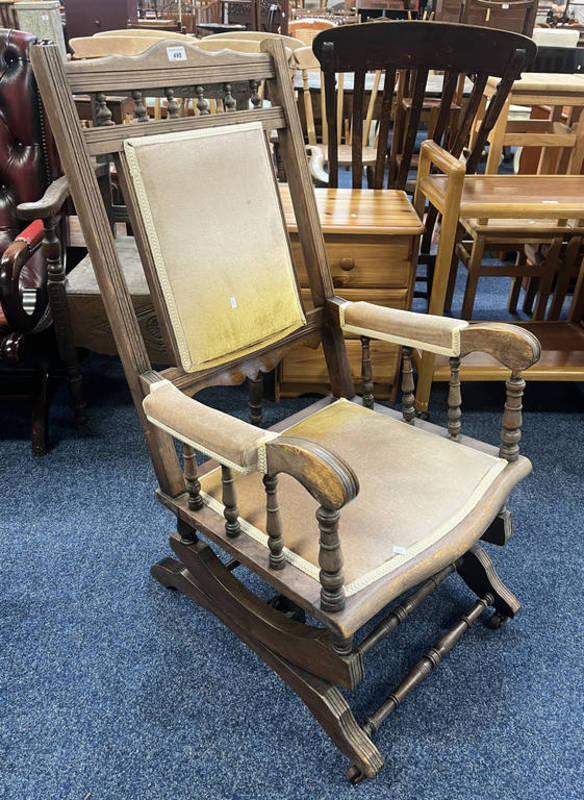 EARLY 20TH CENTURY MAHOGANY FRAMED AMERICAN STYLE ROCKING CHAIR