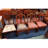 SET OF 8 MAHOGANY DINING CHAIRS ON SQUARE SUPPORTS