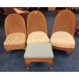 PAIR OF LLOYD LOOM CHAIRS WITH CUSHIONED SEATS & 1 OTHER SIMILAR WITH MATCHING STOOL