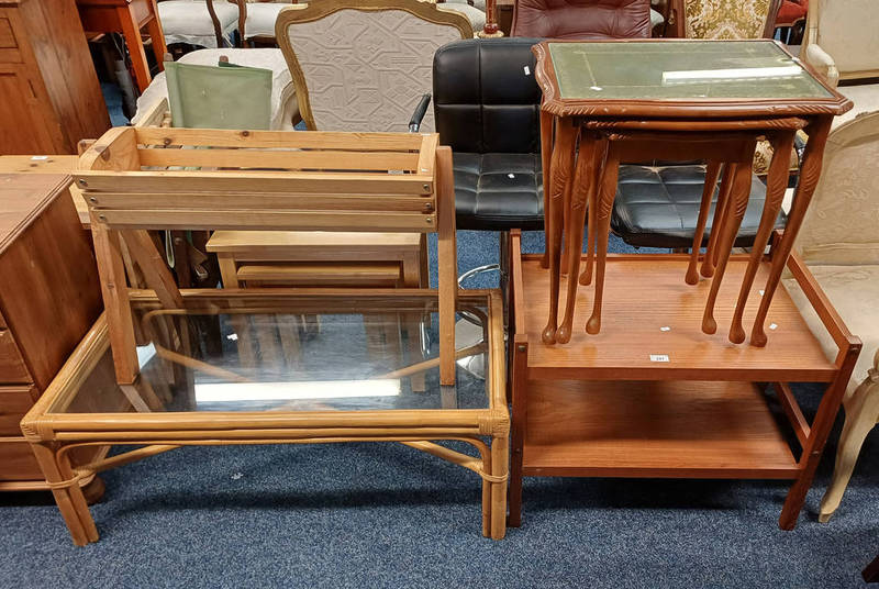 TEAK 2 TIER TROLLEY LABELLED BRDR.