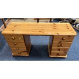 PINE DRESSING TABLE WITH 2 STACKS OF 4 DRAWERS.