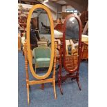 OAK CHEVAL MIRROR & 1 OTHER CHEVAL MIRROR