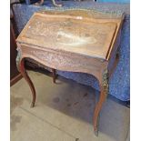 LATE 19TH / EARLY 20TH CENTURY INLAID KINGWOOD LADIES BUREAU WITH BRASS ORMOLU MOUNTS,