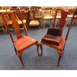 PAIR OF MAHOGANY CHAIRS ON QUEEN ANNE SUPPORTS & MAHOGANY WRITING SLOPE