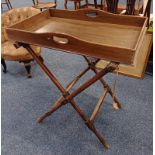 19TH CENTURY MAHOGANY BUTLERS TRAY ON FOLDING STAND
