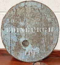 WHISKY BARREL LID MARKED EDINBURGH