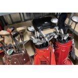 3 SETS OF GOLF CLUBS IN GOLF BAGS TO INCLUDE WILSON X31 IRONS, SLAZENGER, XTC IRON,