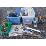 GOOD SELECTION OF VARIOUS TOOLS TO INCLUDE 3 WOOD PLANES, HAND DRILL, DRILL BITS,