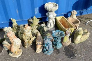 VERY GOOD SELECTION OF GARDEN FIGURES, BIRD BATH,