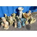 VERY GOOD SELECTION OF GARDEN FIGURES, BIRD BATH,