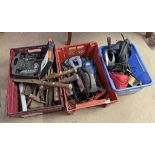 GOOD SELECTION OF VARIOUS TOOLS TO INCLUDE HATCHET, HAMMERS, 4.