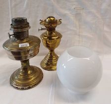 2 BRASS PARAFFIN LAMPS,