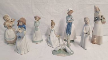 2 LLADRO FIGURES - LADY WITH PUPPY,