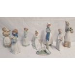 2 LLADRO FIGURES - LADY WITH PUPPY,