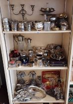 2 X 3 PIECE SILVER PLATED TEASETS, CLARET JUGS,