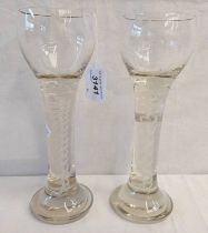 PAIR OF OPAQUE TWIST STEM WINE GLASSES, BOTH 24.