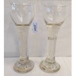 PAIR OF OPAQUE TWIST STEM WINE GLASSES, BOTH 24.