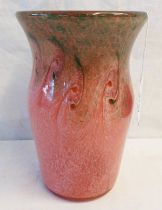 PINK AND GREEN VASART GLASS VASE,