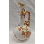 ROYAL WORCESTER BLUSH IVORY GLOBULAR JUG WITH DRAGON HANDLE, NO.