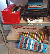 ELECTRIC ORGAN, VARIOUS TOY MUSICAL INSTRUMENTS,