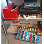 ELECTRIC ORGAN, VARIOUS TOY MUSICAL INSTRUMENTS,