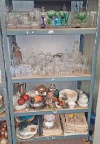 LARGE SELECTION OF 19TH OR 20TH CENTURY GLASSWARE, PORCELAIN, INCLUDING ORIENTAL WARE,