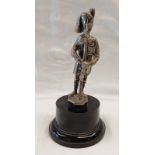 SILVER PLATED FIGURE OF MILITARY GUARDSMAN IN KILT