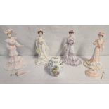 4 COALPORT FIGURES TO INCLUDE LADY ALICE AT THE ROYAL GARDEN PARTY, CHARLOTTE A ROYAL DEBUT,