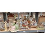 SELECTION CONTINENTAL PORCELAIN FIGURE ETC ON ONE SHELF