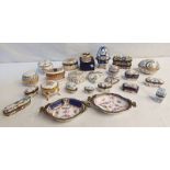 EXCELLENT SELECTION OF PAINTED PORCELAIN BOXES TO INCLUDE LIMOGES EGG BOXES, LIMOGES HEART BOXES,