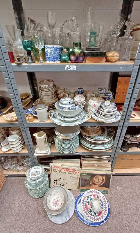 LARGE SELECTION OF 19TH & 20TH CENTURY DINNERWARE WITH LARGE ASHETS, LARGE SELECTION OF L P RECORDS,