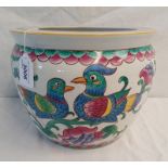 CHINESE JARDINIERE WITH LOVEBIRD DECORATION,