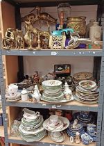 EXCELLENT SELECTION OF BRASS STAG & OTHER BRASSWARE, VARIOUS PORCELAIN DINNERWARE BY JOHNSON,