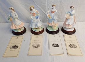 4 ROYAL WORCESTER FIGURES TO INCLUDE FRUIT PICKING, BAKERS FIGURES, MARKET DAY & GOOSE GIRL,