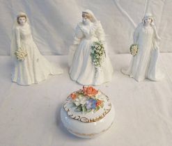 3 COALPORT FIGURES TO INCLUDE DIANA PRINCESS OF WALES, THE QUEEN,